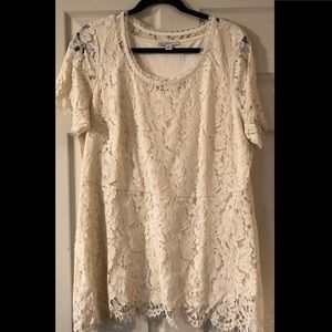 NWOT Ivory Lace Peplum Top